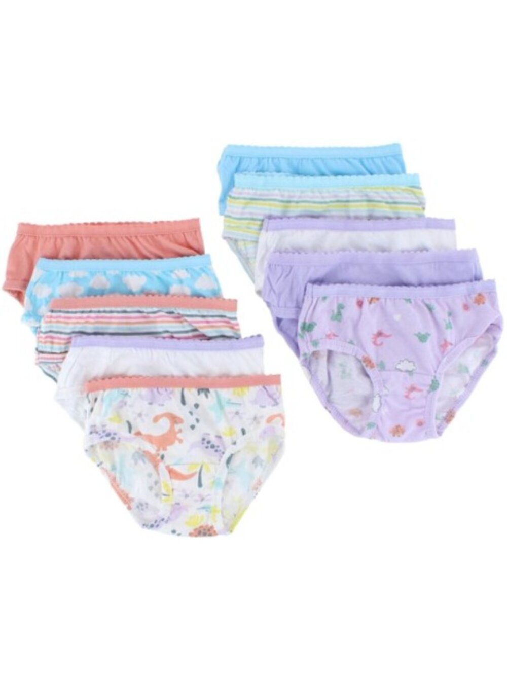 FTL: Toddler Girl EverSoft Cotton Hipster Underwear, 10 Pack, Sizes 2-3T